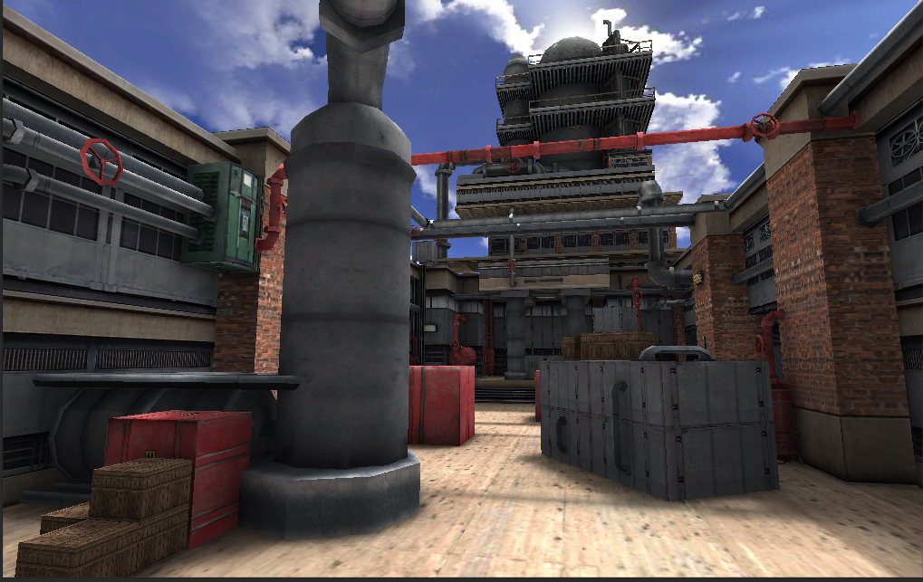 3D environment art — industrial interior with pipework